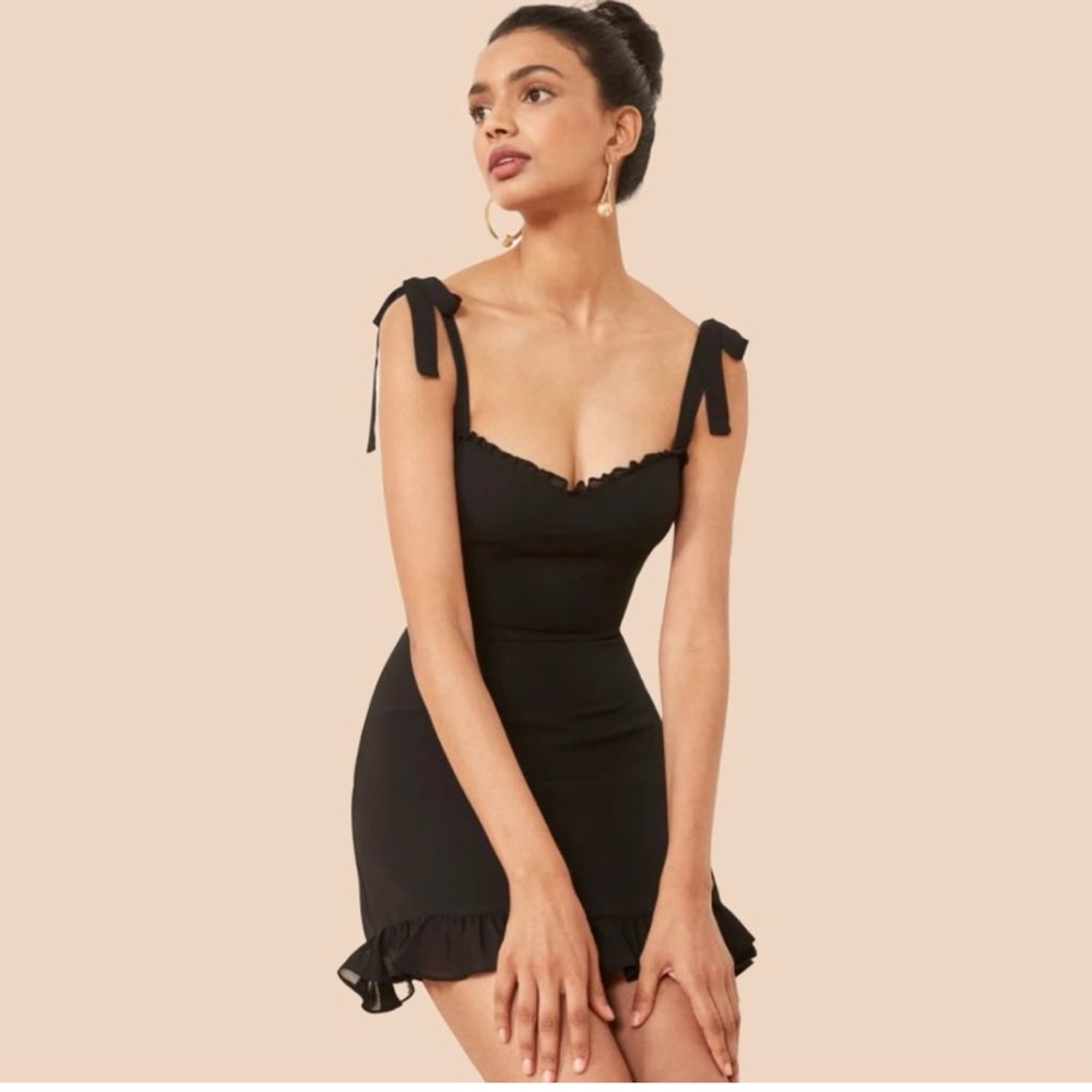 Reformation Black Mini Dress - Picture 3 of 11